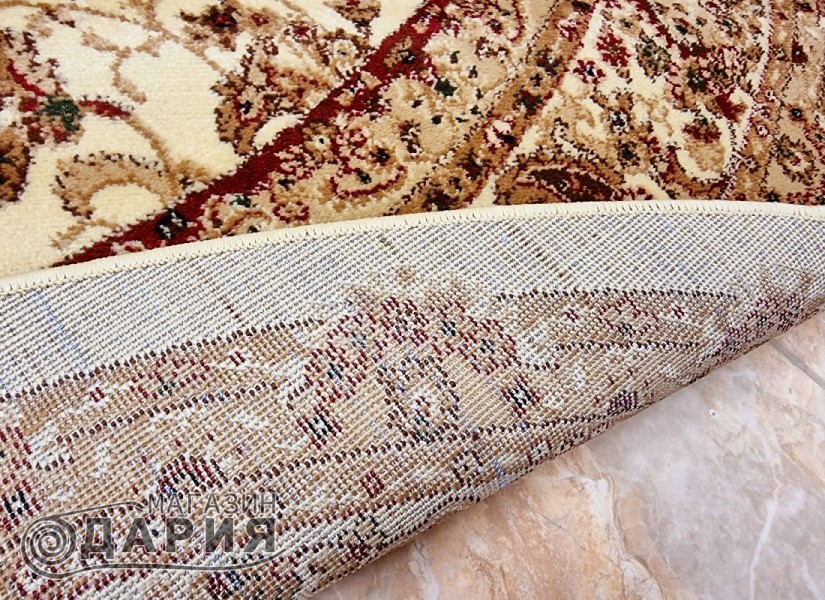 Тъкан персийски килим Blue stones 2538 cream кръг